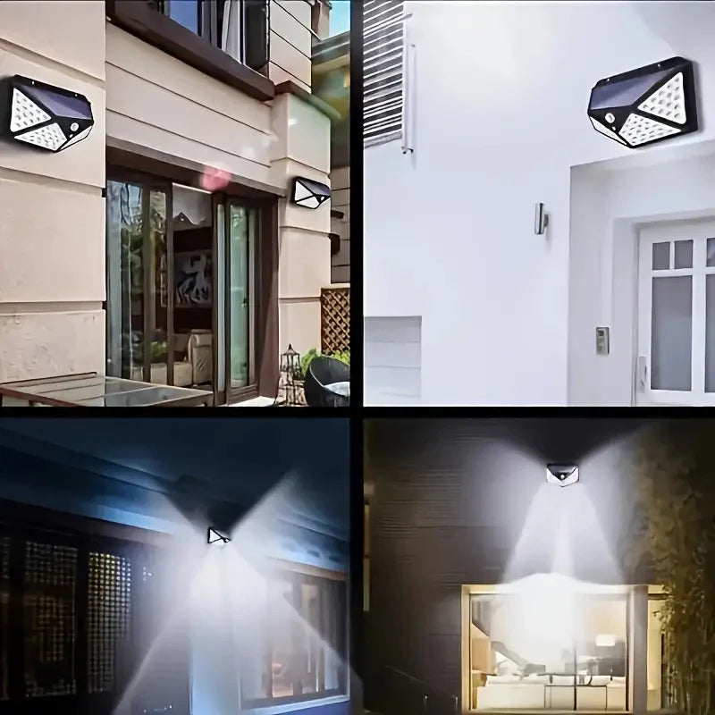 100 LED Triangle Solar Light – Super Bright, Motion Sensor, Waterproof Outdoor Lamp with 1800mAh Battery