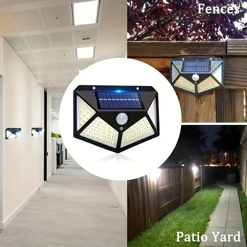 100 LED Triangle Solar Light – Super Bright, Motion Sensor, Waterproof Outdoor Lamp with 1800mAh Battery