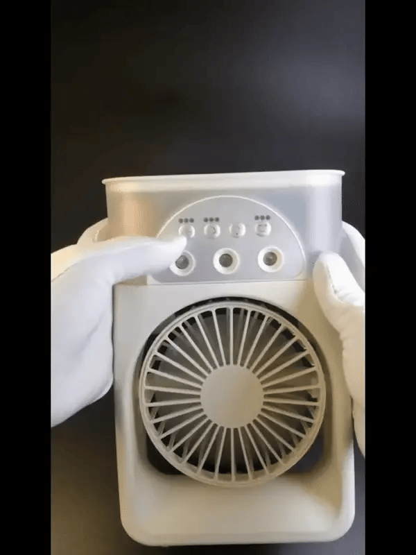 Quick Cooling Portable AC Fan – 4-in-1 Air Cooler, Humidifier, Desk Fan & LED Light